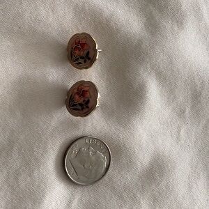 Elegant Iris and butterfly cloisonné Floral Earrings